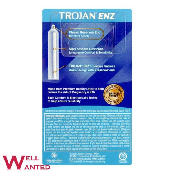 Trojan ENZ Lubricated Classic Reservoir End Condoms - 12 Count - Image 2