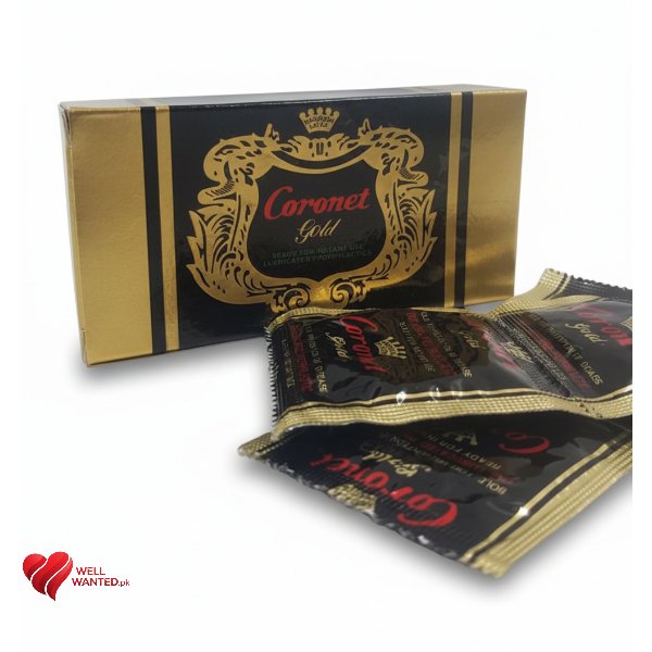 Coronet Dotted Lubricated Gold Condoms - 12 Pieces 8596478532140