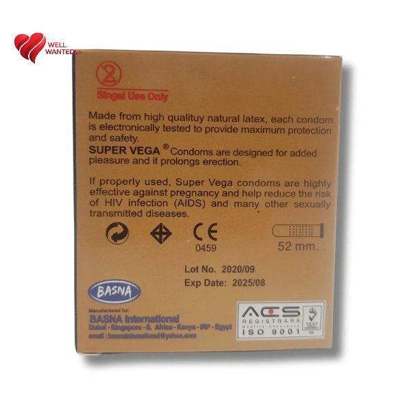 Super Vega Condoms 3 Pieces - Golden Super Vega