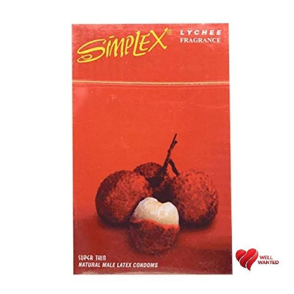 Simplex Super Thin Lychee Flavored Condoms - 12 Pieces