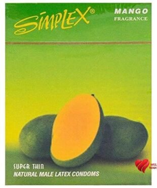 Simplex Super Thin Mango Flavored Condoms - 12 Piece